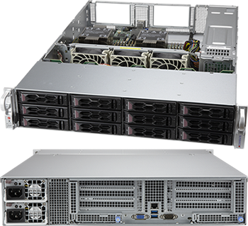 CloudDC SuperServer 620C-TN12R 2U 2S-P+(270W) noLAN, 12sATA/NVMe4, 16DDR4, 2AIOM, 4PCI-E16g4, 2M.2, IPMI, rPS (80+TIT)