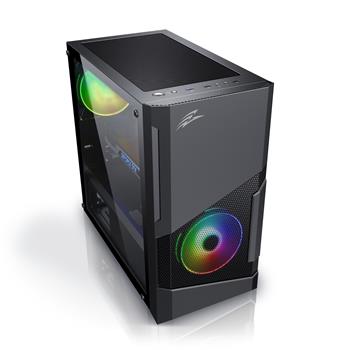 EVOLVEO M5, počítačová skříň mATX, 2x RBG ventilátor, sklo