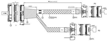 GENZ 4C rovný (MBD) -> 2×MCIO×8 rovný (backplane), 55/55cm, 85ohm kabel (NVMe5)