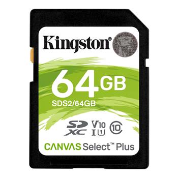 KINGSTON 64GB SDXC CANVAS Plus Memory Card 100MB read - UHS-I class 10