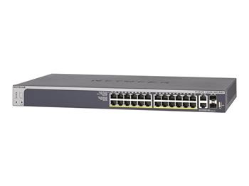 NETGEAR ProSafe S3300-28X-PoE (GS728TXP) - řízený switch 24×1GbE PoE,2×10GbE-T, 2×SFP+ (10GbE)