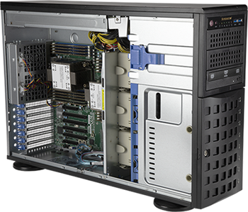 SuperServer 740P-TR 4U/tower 2S-P+(270W) 2GbE, 8LFF, 2+16DDR4, 4PCI-E16g4, 2-E8g4, M.2, IPMI, 1,2kW rPS (80+TIT)